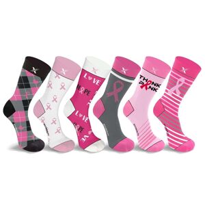 DailySale 6-Pairs: Breast Cancer Awareness Crew Length Everyday Wear Compression Socks
