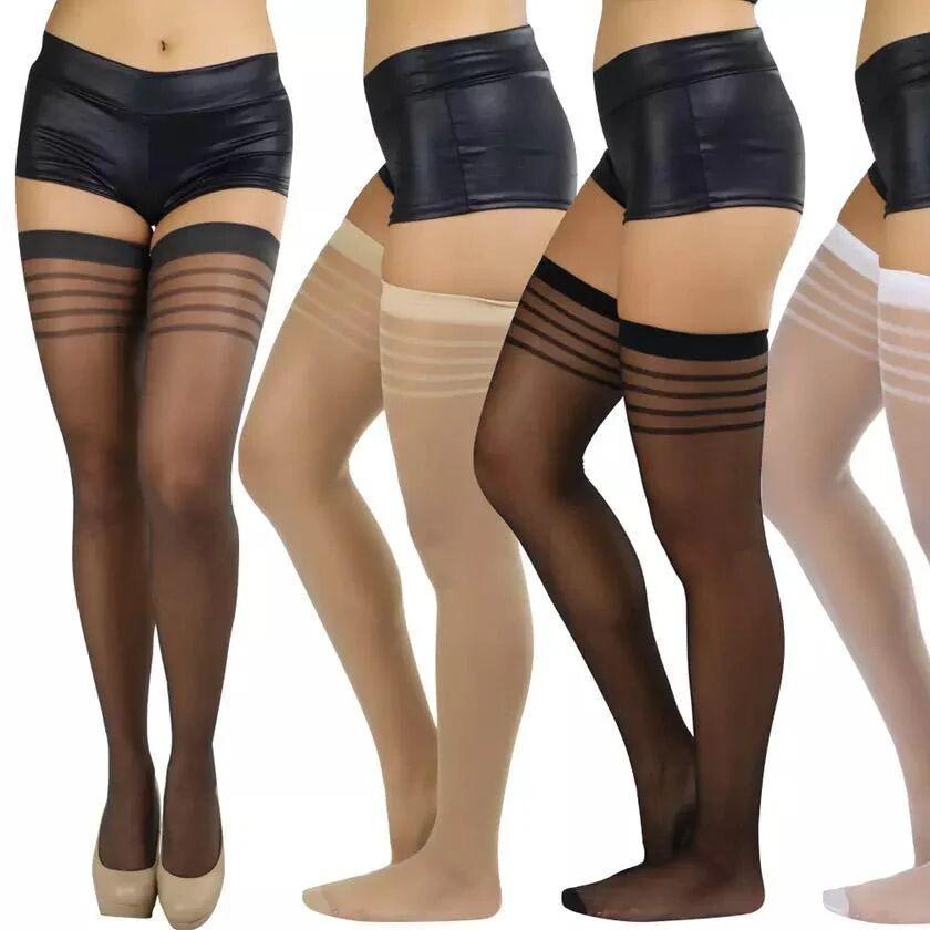 DailySale 6-Pack: Women's Striped Top Classic Thigh High Stockings