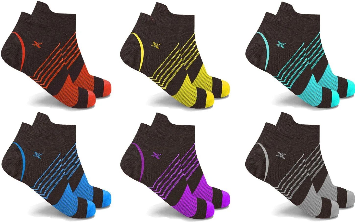 DailySale 6-Pairs: Ultra V-Striped Ankle Compression Socks