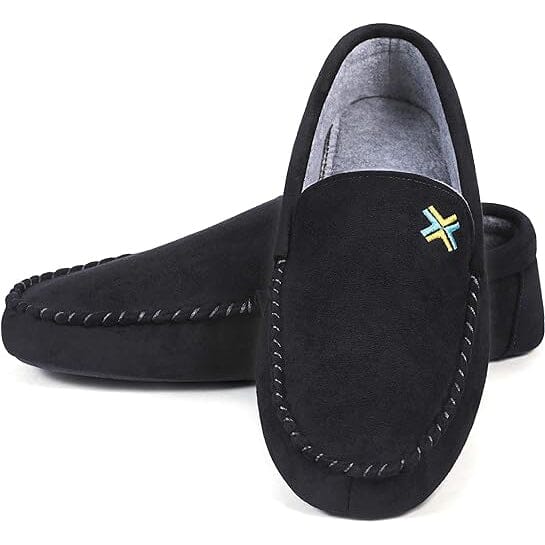 DailySale Roxoni Men Slippers, Suede Moccasin Slipper with Memory Foam