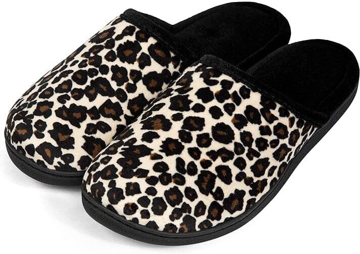 DailySale Roxoni Women Slipper Leopard Print, Cozy Slip On Memory Foam