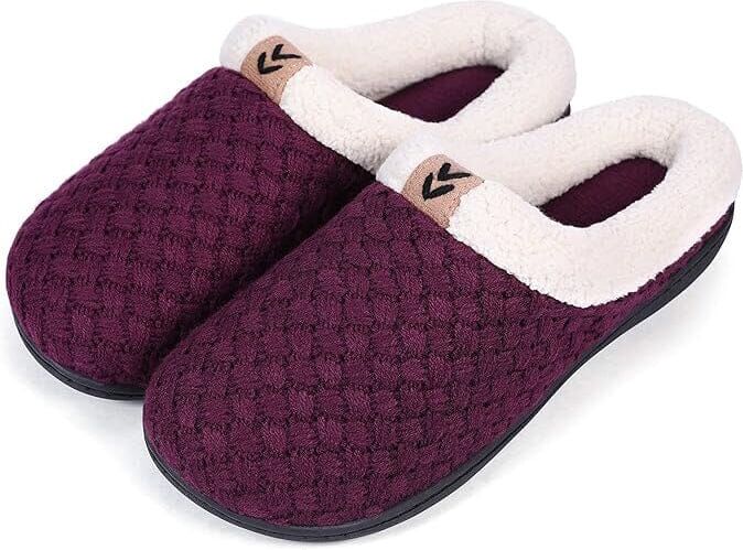 DailySale Roxoni Women's Slippers Cozy Fleece Warm Clog Knit Winter Ladies House Shoe Non-Slip