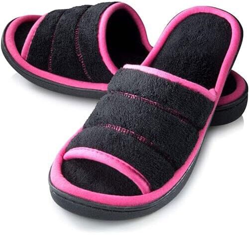 DailySale Roxoni Women's Slippers Open Toe Slide Spa Terry Cloth