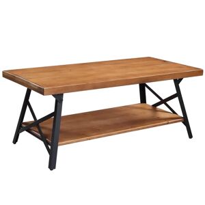 DailySale Rustic Coffee Table with Storage & Metal Legs, Brown 43"
