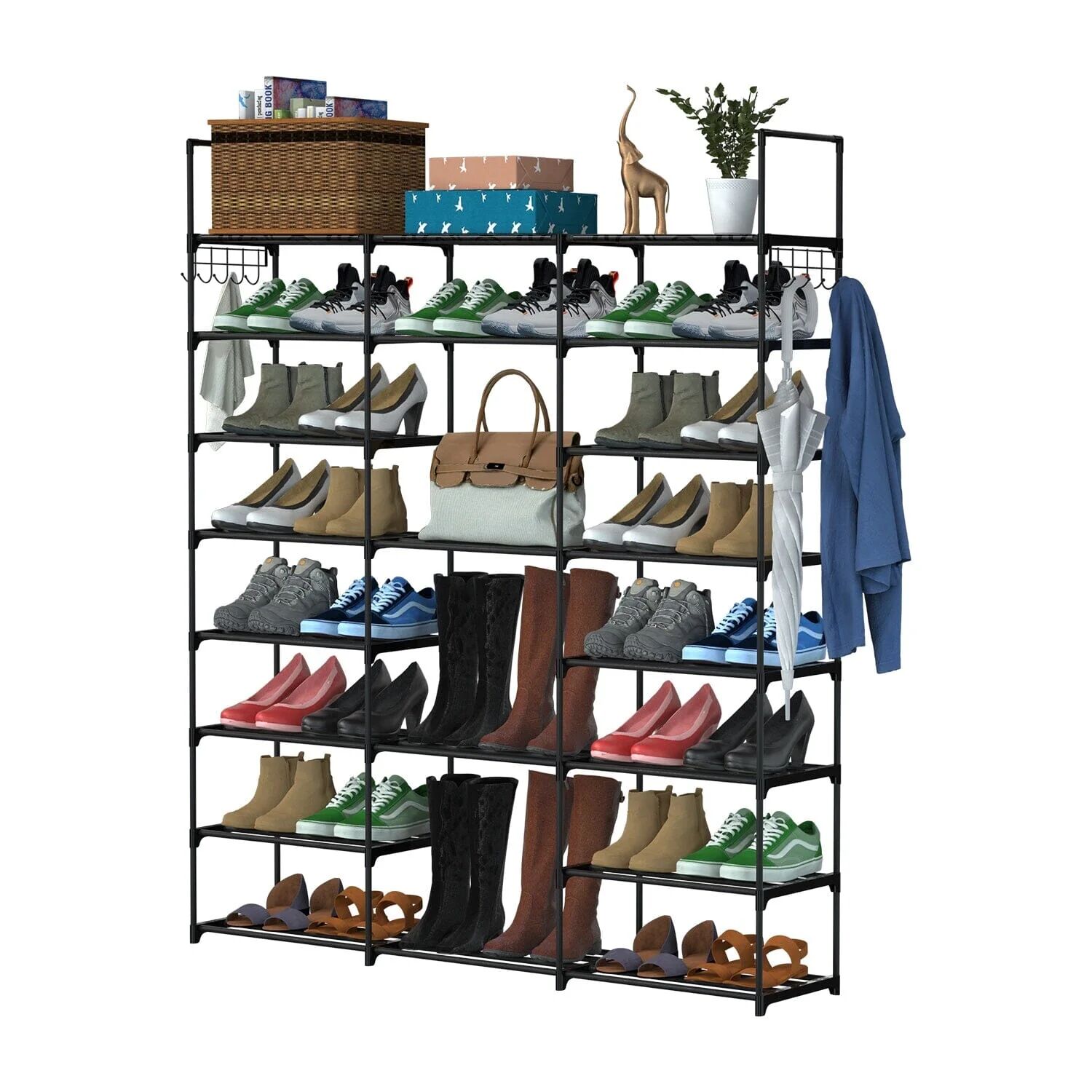 DailySale 8-Tier Shoe Rack Metal Shoe Storage Shelf