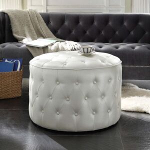 DailySale Jimmy Ottoman Button Tufted PU Leather Upholstered Round Pouf