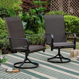 DailySale 2-Piece: Outdoor Swivel Rattan Dining Chair Set