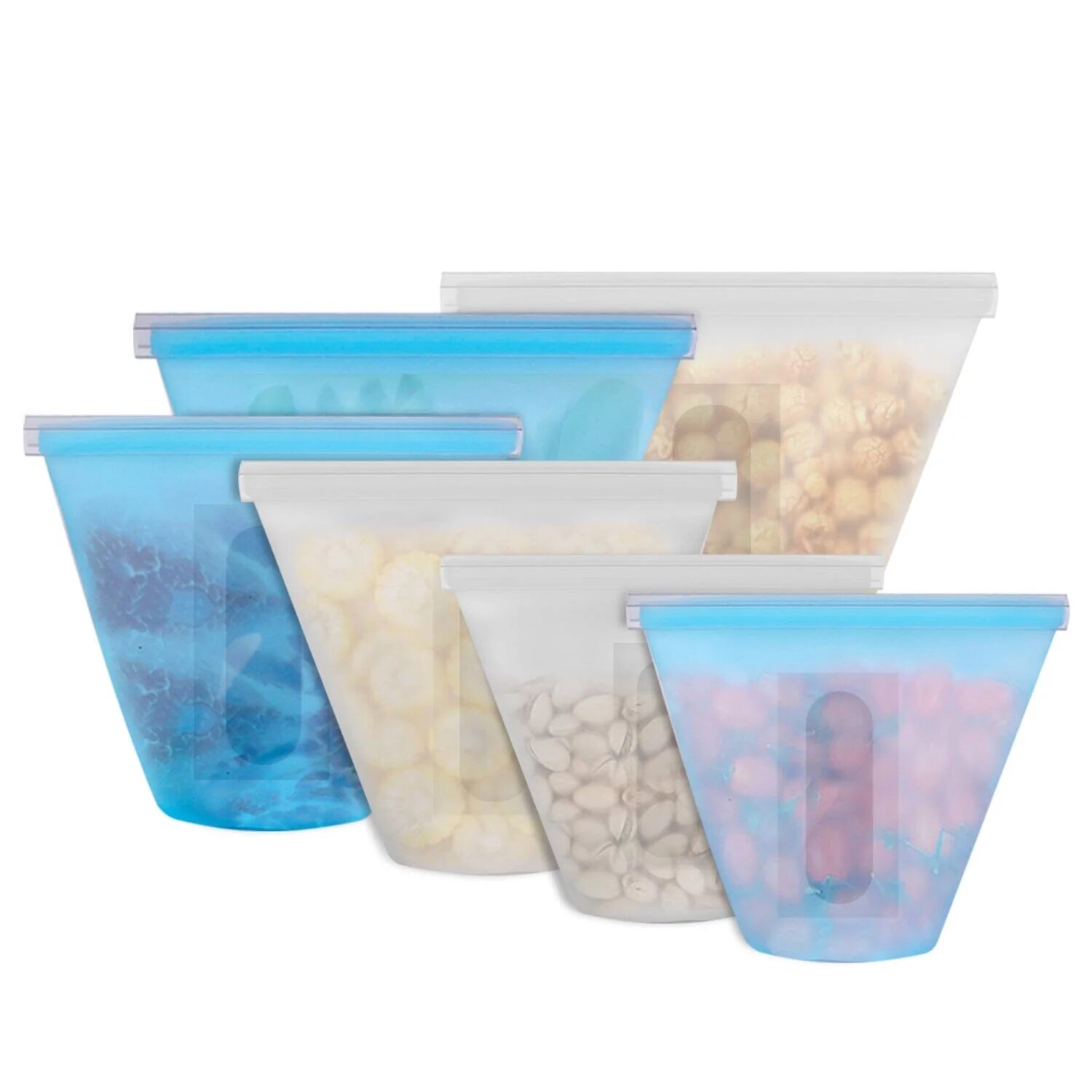 DailySale 3-Pieces: Silicone Food Storage Bags Reusable Leakproof Food Container Set with 3 Seals