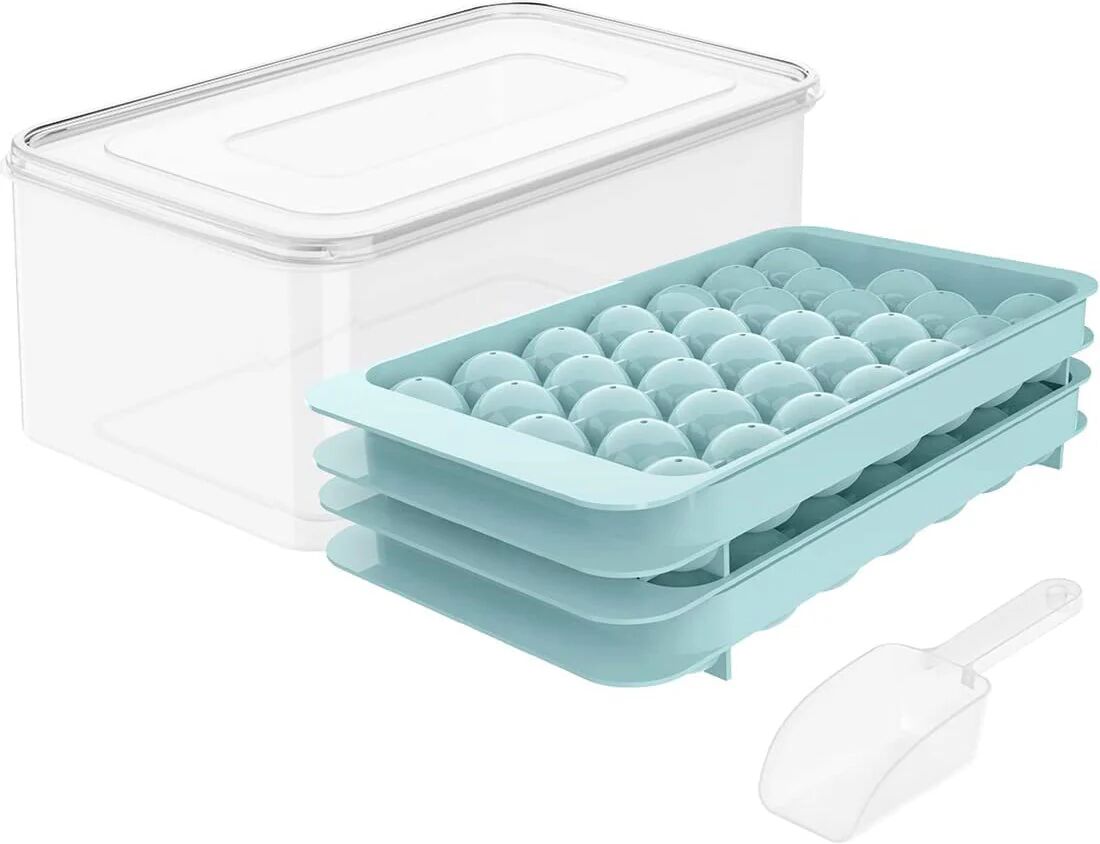 DailySale Lid & Bin Ice Ball Maker Mold for Freezer