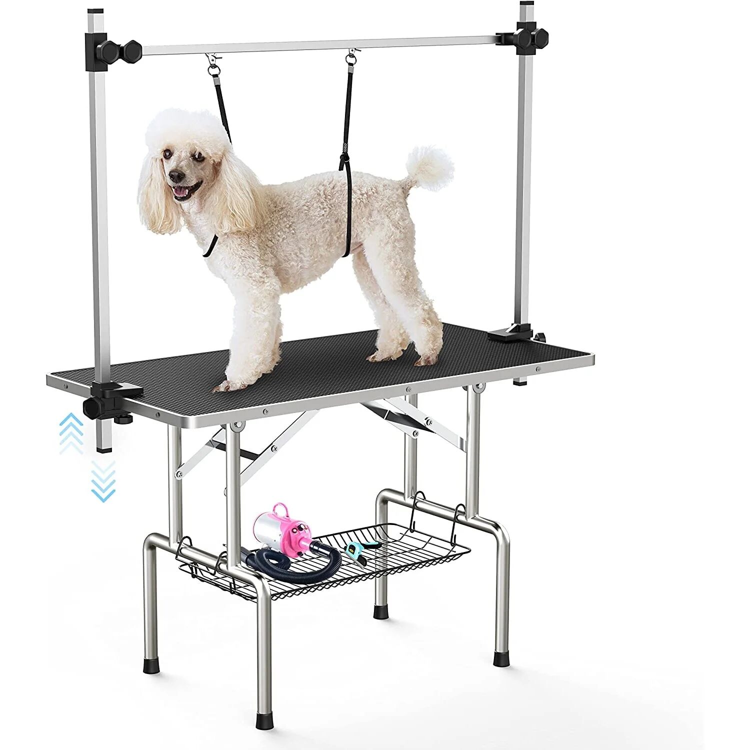 DailySale Adjustable Pet Large Foldable Dog Grooming Table with Arms