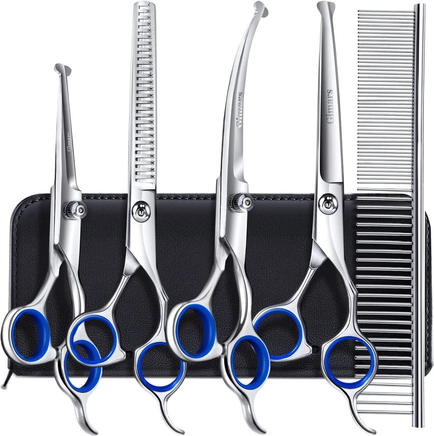 DailySale Gimars 6-in-1 Professional Stainless Steel Safety Pet Grooming Scissors