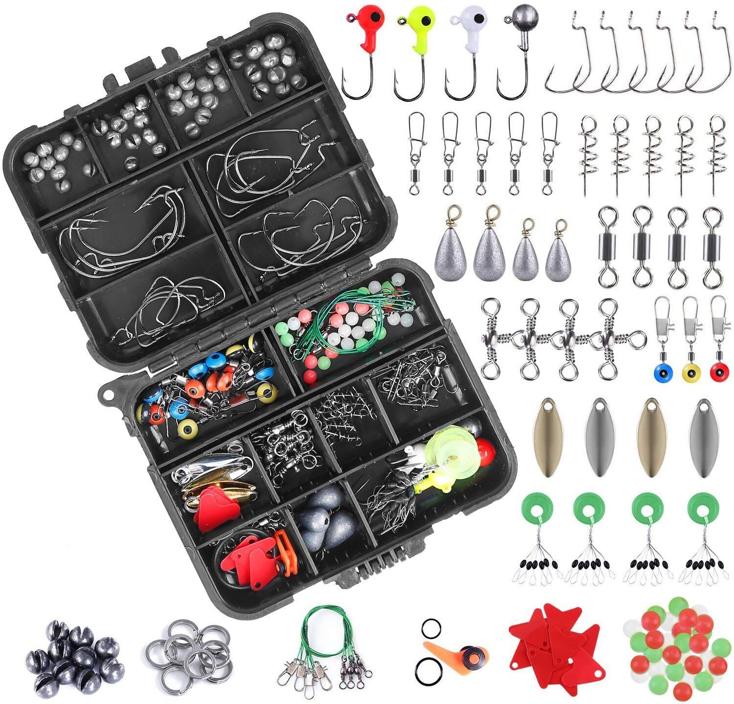 DailySale 188-Pieces: Portable Fishing Accessory Kit with Tackle Box