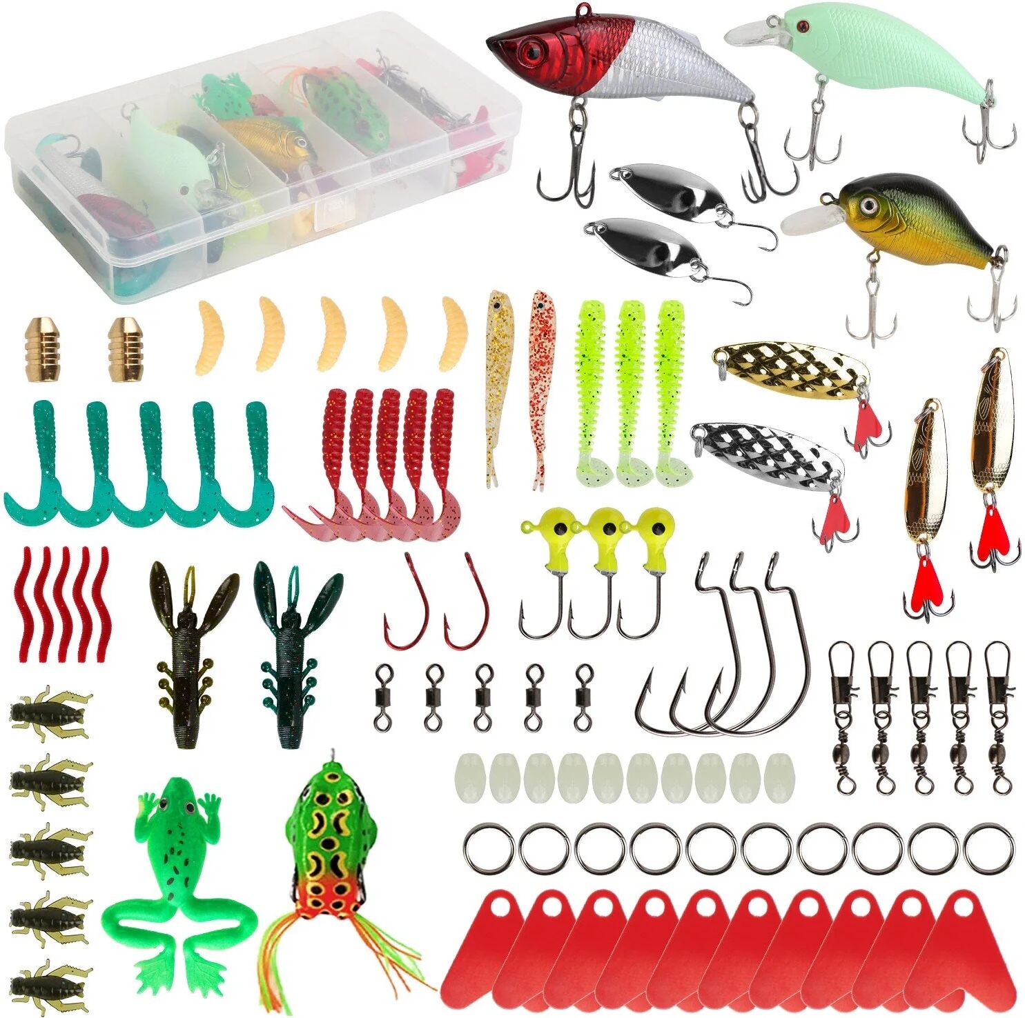 DailySale 94-Piece: Fishing Lures Kit Soft Plastic Fishing Baits Set