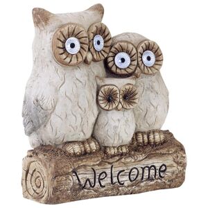 Alpine Fiberglass/Resin/Stone Gray 16 in. Owl Family Welcome Statue