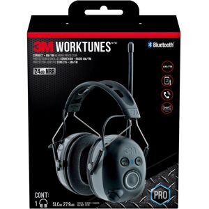 3M WorkTunes 24 dB Soft Foam Bluetooth Earplugs/Earphones w/Mic Black 1 pair