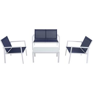 Hanover Naples 4 pc White Aluminum Conversation Set