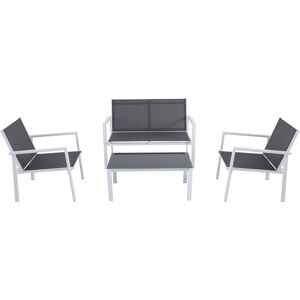 Hanover Naples 4 pc White Aluminum Conversation Set