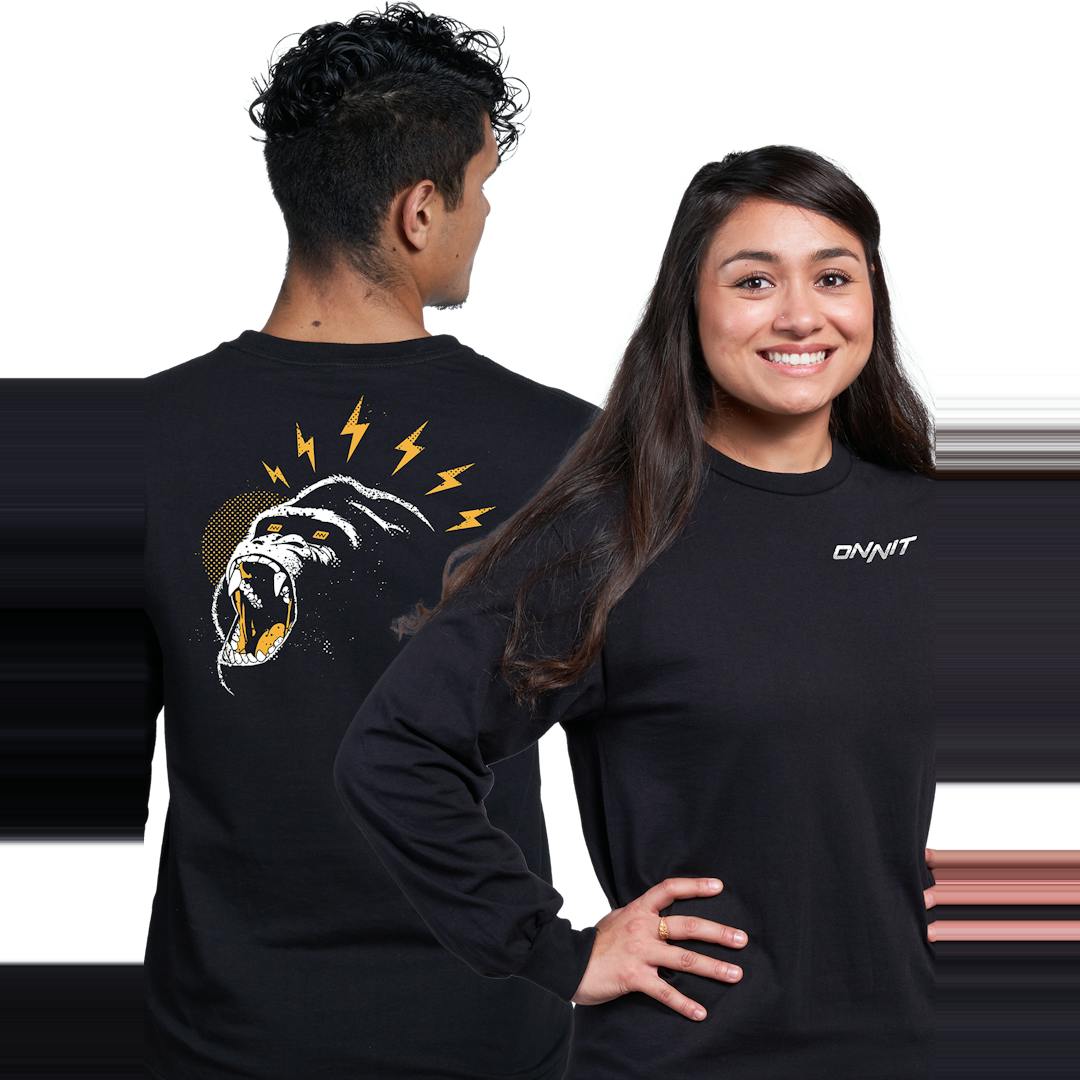 Onnit Electric Ape Long Sleeve T-Shirt Black/Multi - XLARGE