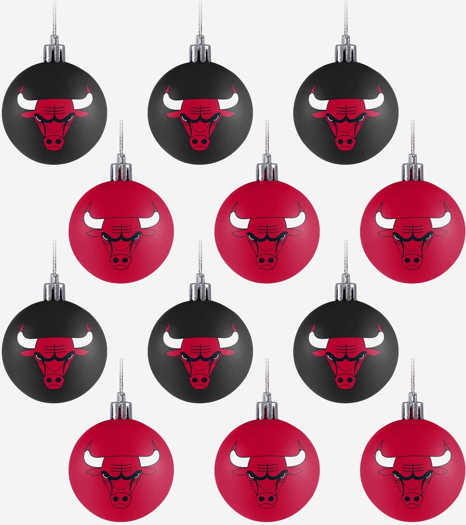 FOCO Chicago Bulls 12 Pack Plastic Ball Ornament Set -