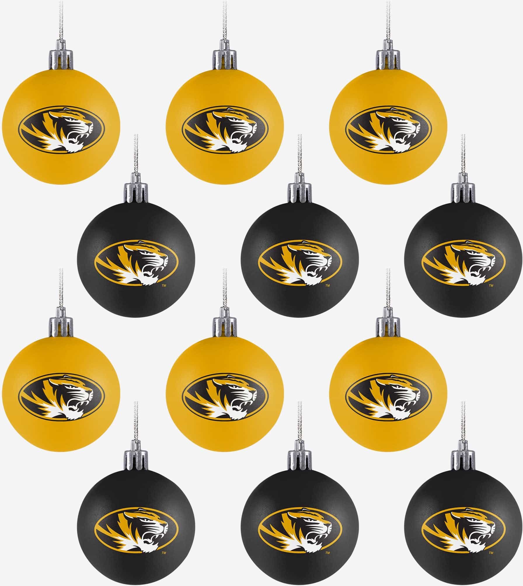 FOCO Missouri Tigers 12 Pack Plastic Ball Ornament Set -