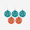 FOCO Miami Dolphins 5 Pack Shatterproof Ball Ornament Set -
