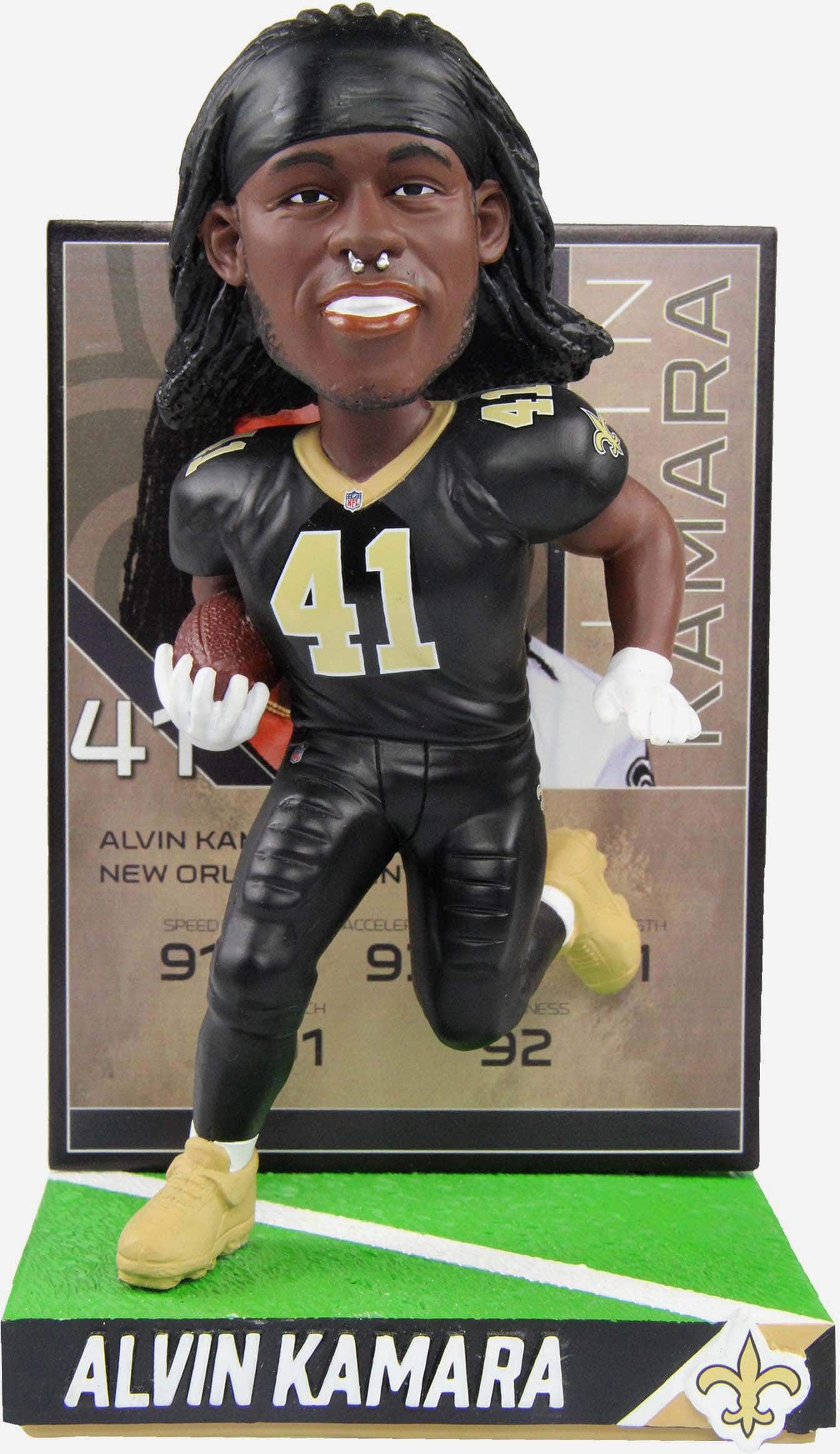 FOCO Alvin Kamara New Orleans Saints Ratings Card Bobblehead -