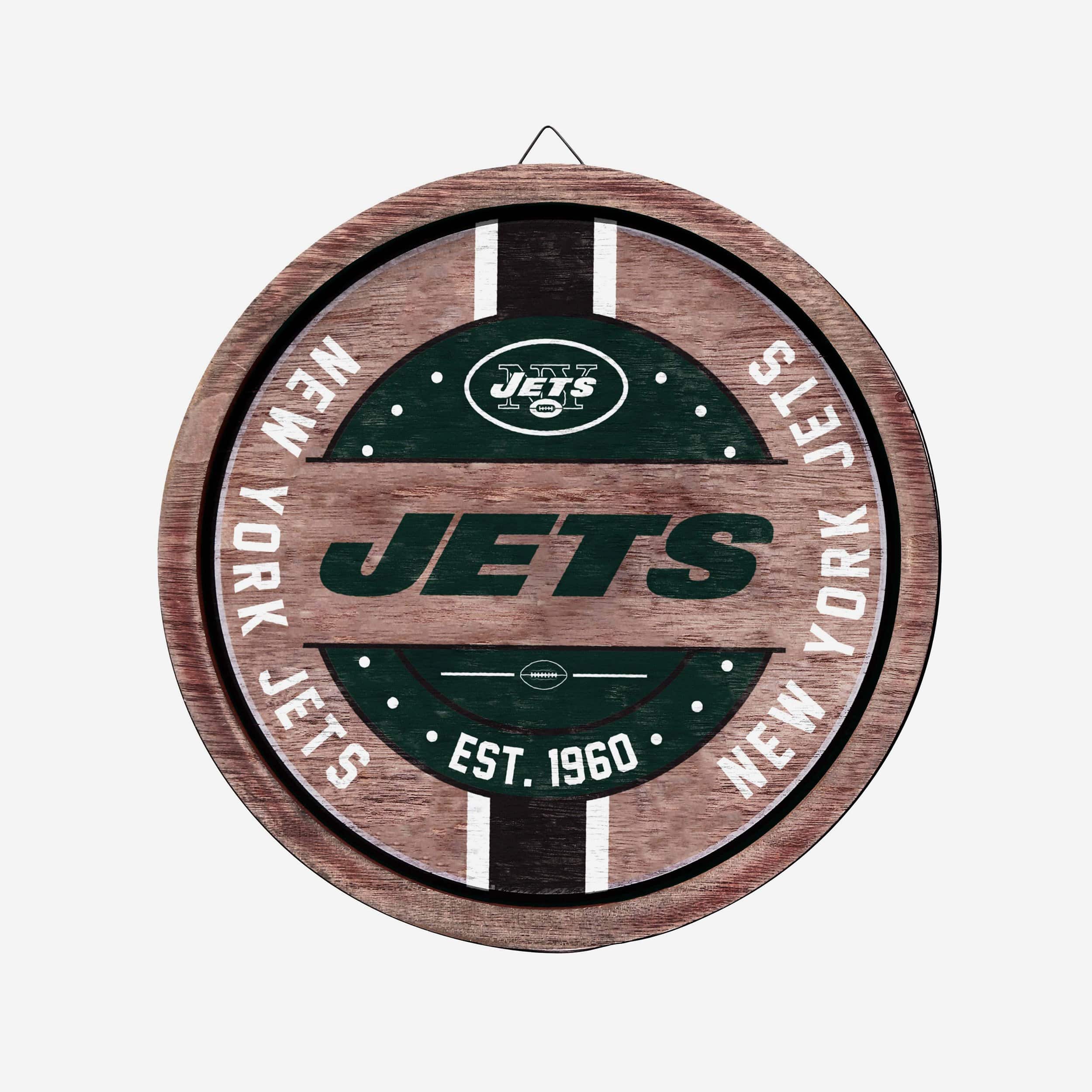 FOCO New York Jets Wooden Barrel Sign -