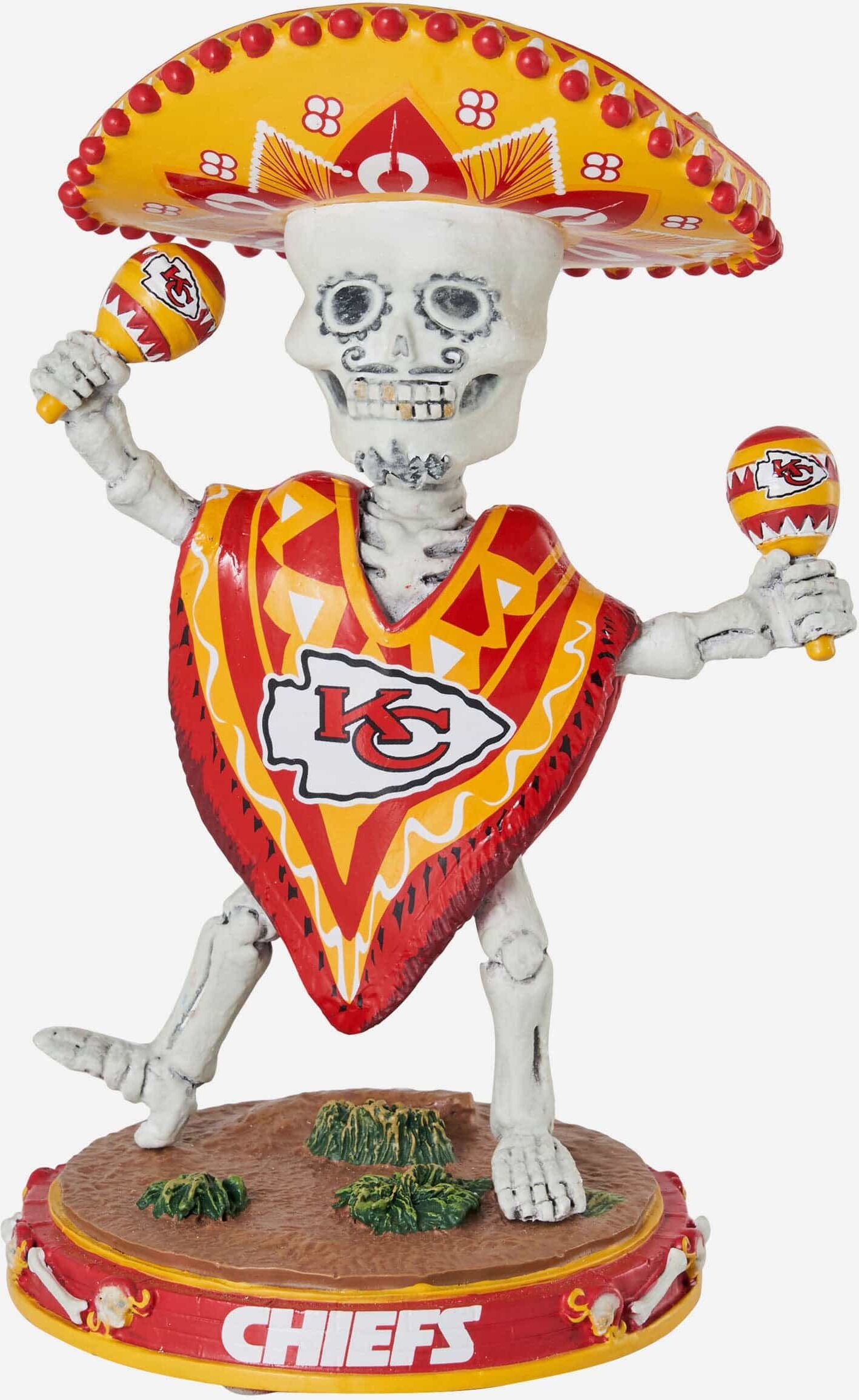 FOCO Kansas City Chiefs Calavera Glow in the Dark Bobblehead -