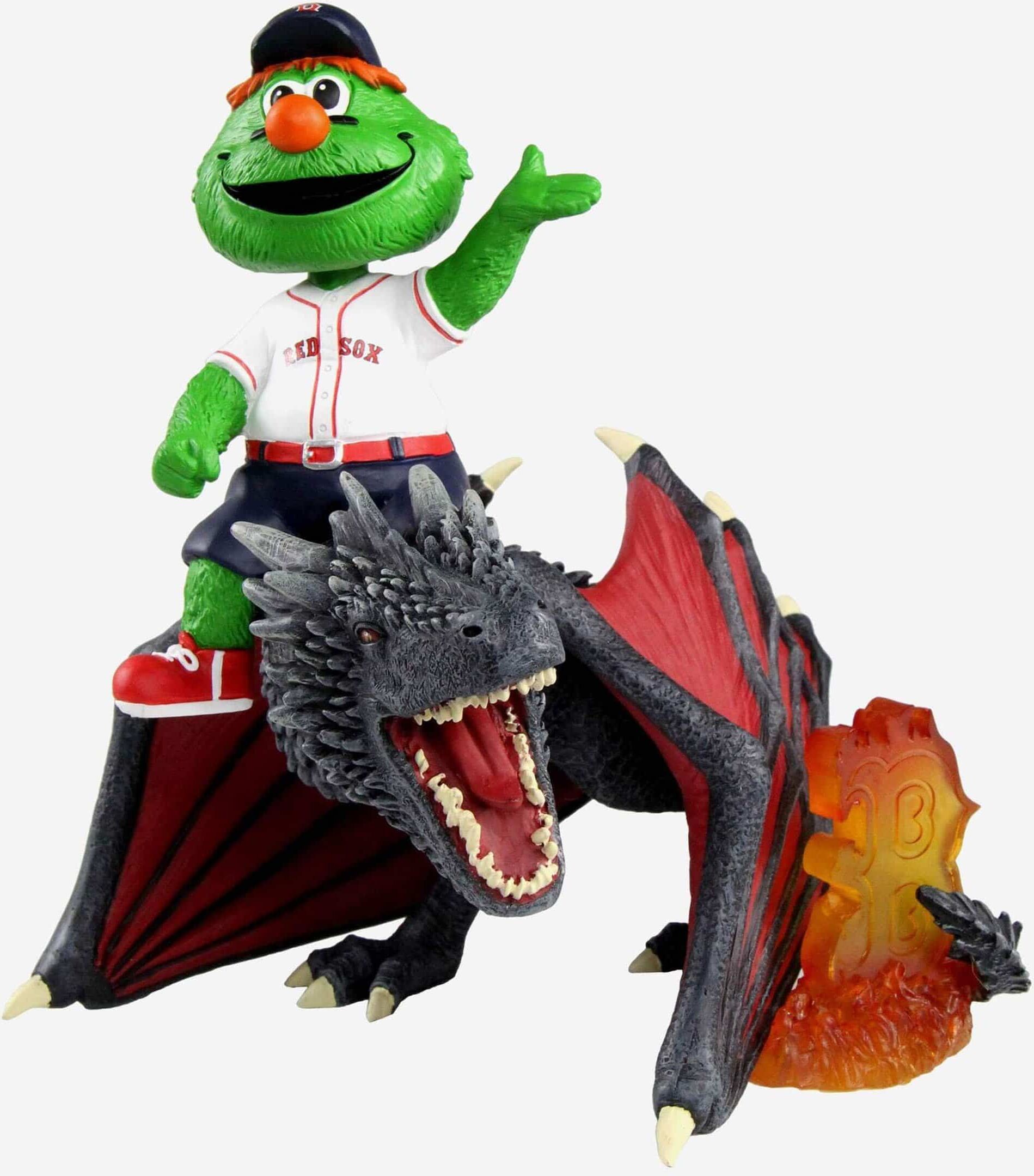 FOCO Game of Thrones™ Boston Red Sox Wally The Green Monster Mascot On Fire Dragon Bobblehead -