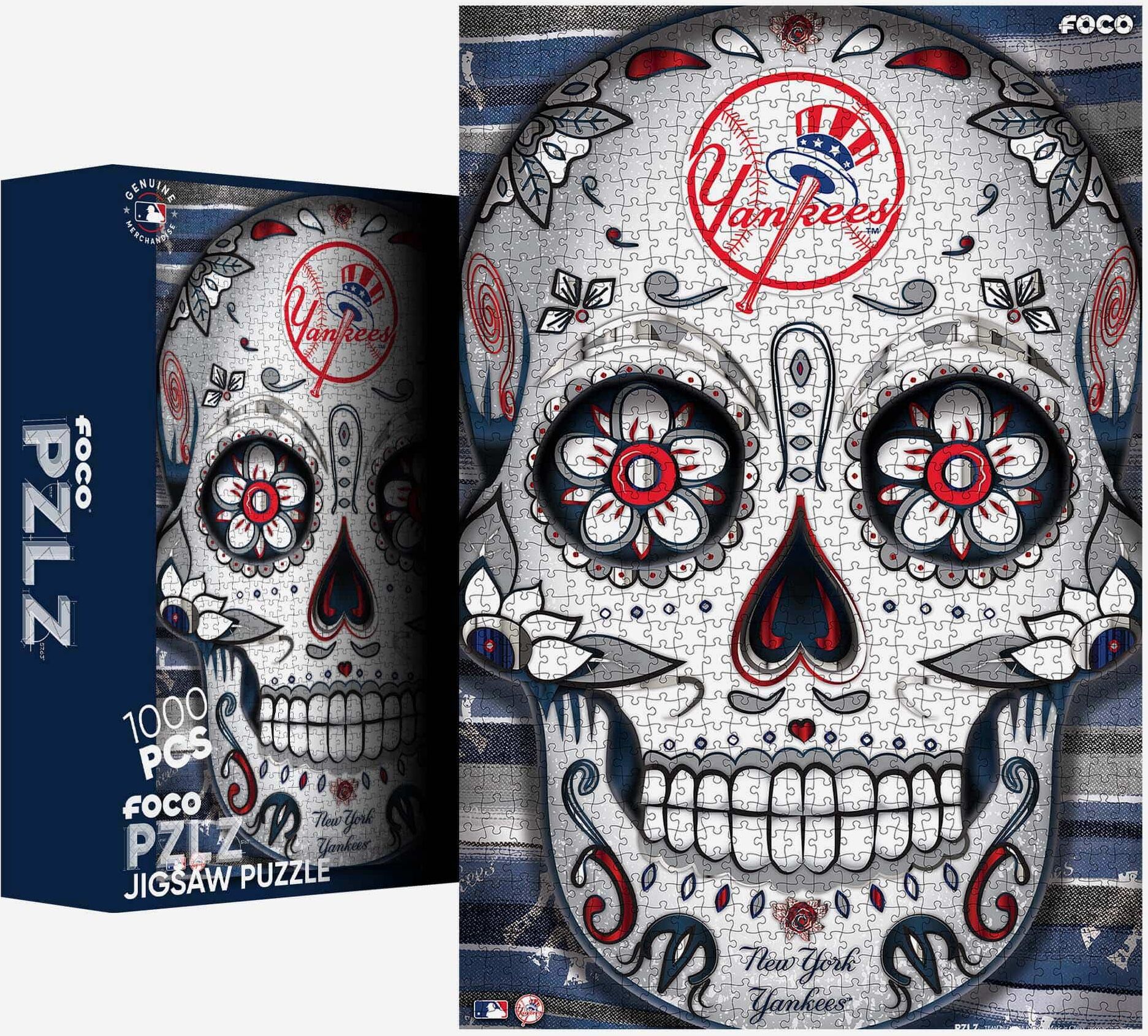 FOCO New York Yankees Sugar Skull 1000 Piece Jigsaw Puzzle PZLZ -