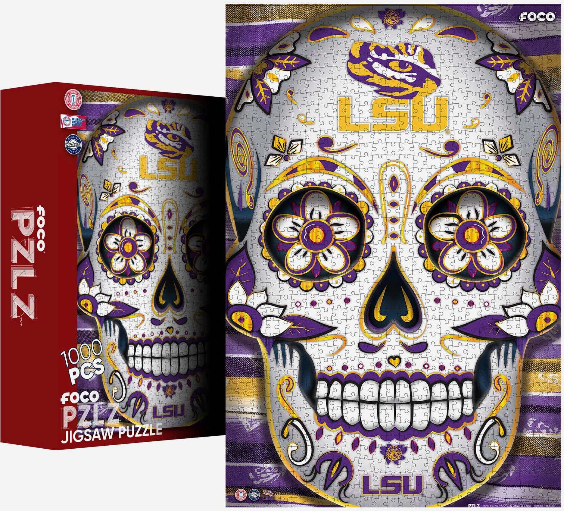 FOCO LSU Tigers Sugar Skull 1000 Piece Jigsaw Puzzle PZLZ -