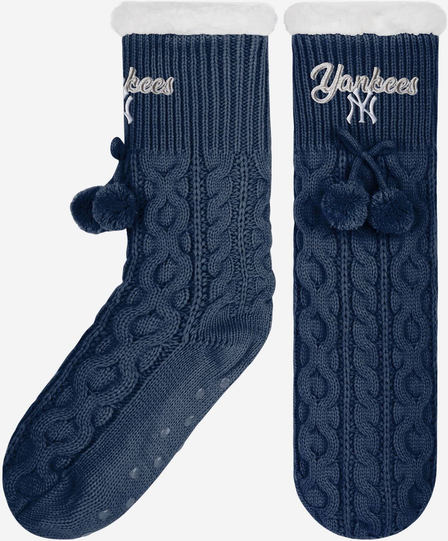 FOCO New York Yankees Womens Cable Knit Footy Slipper Socks - Women