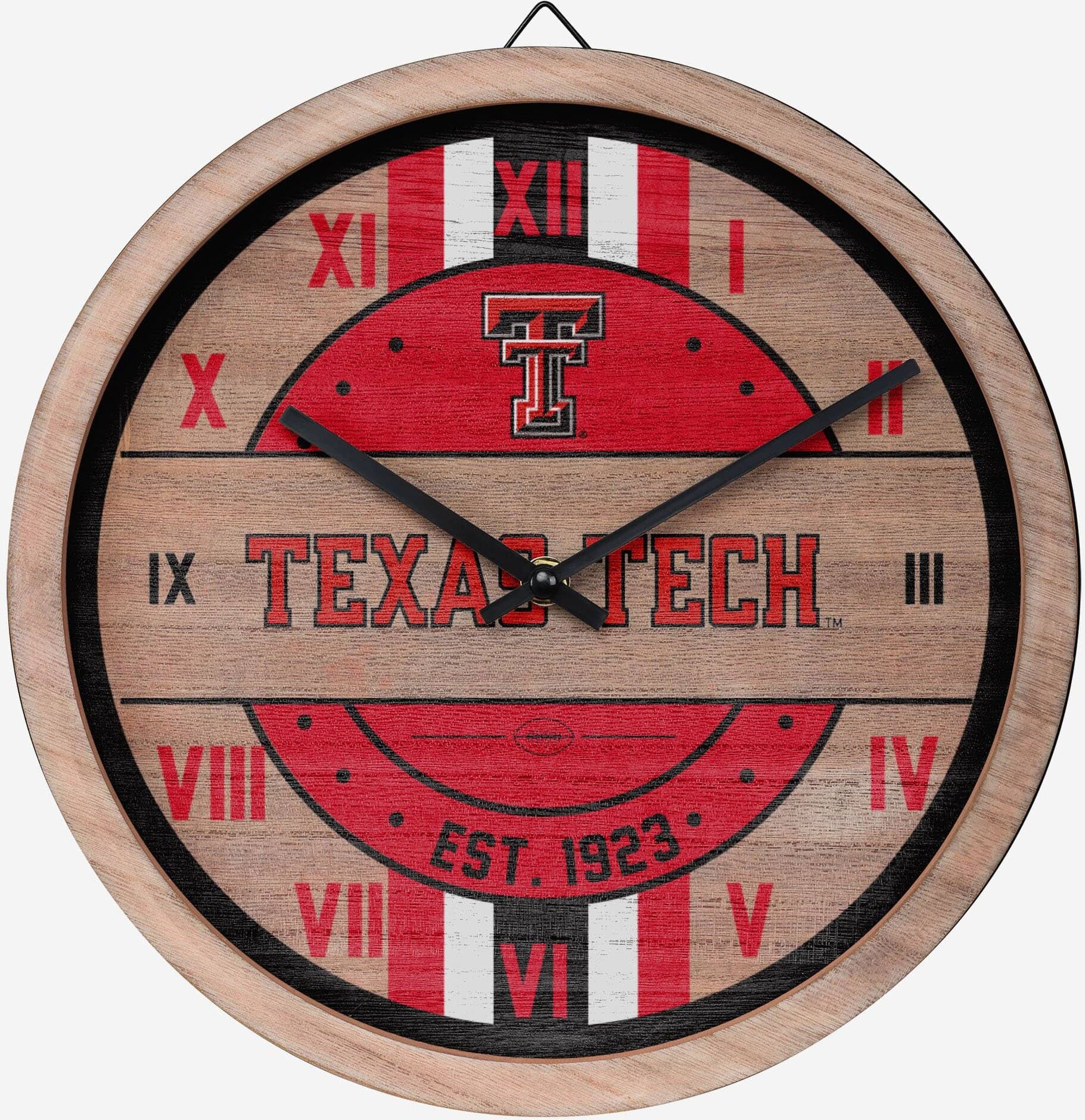 FOCO Texas Tech Red Raiders Barrel Wall Clock -