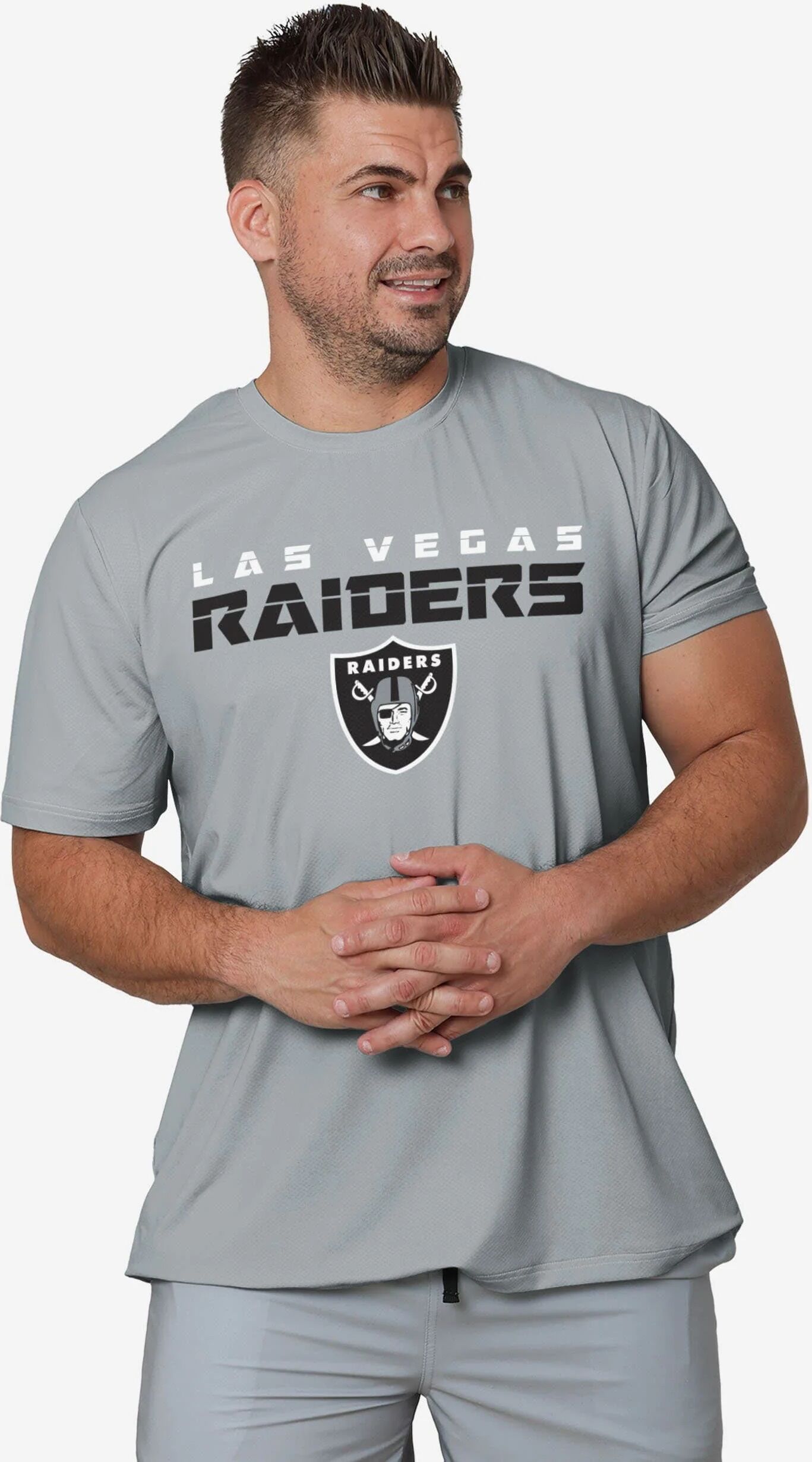 FOCO Las Vegas Raiders Rash Guard Short Sleeve Swim Shirt - M - Men