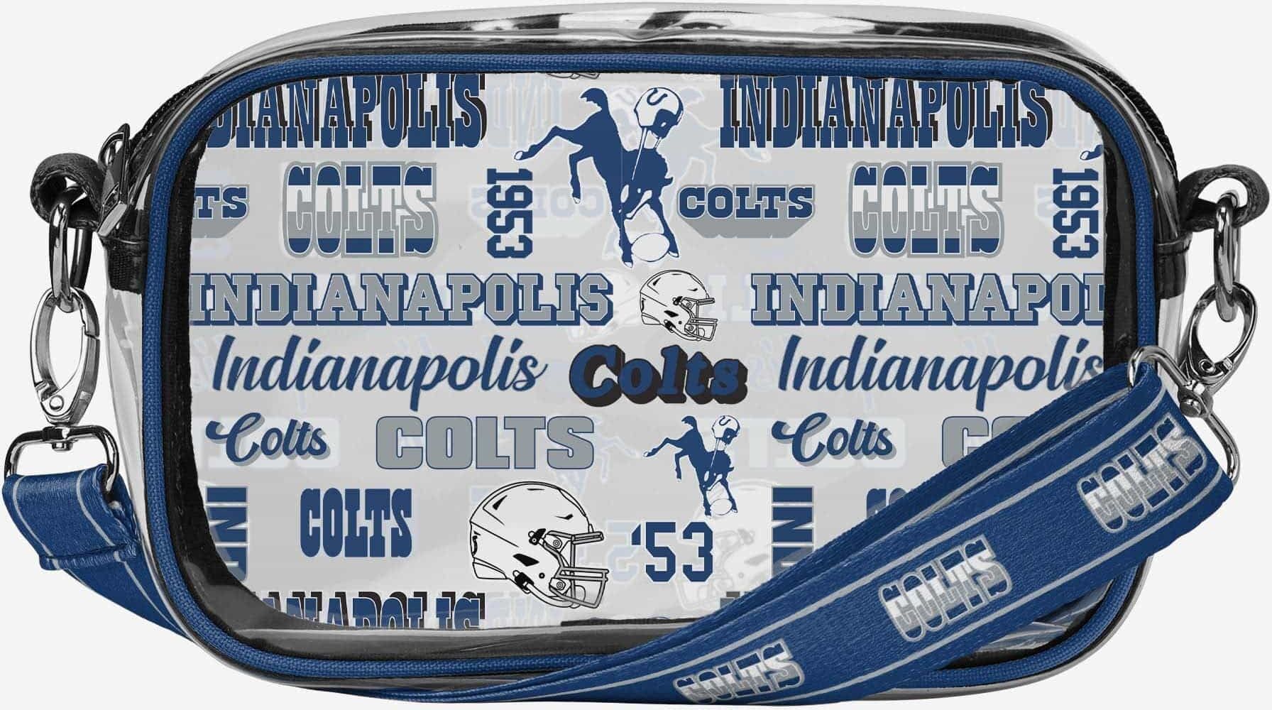 FOCO Indianapolis Colts Repeat Retro Print Clear Crossbody Bag - Unisex