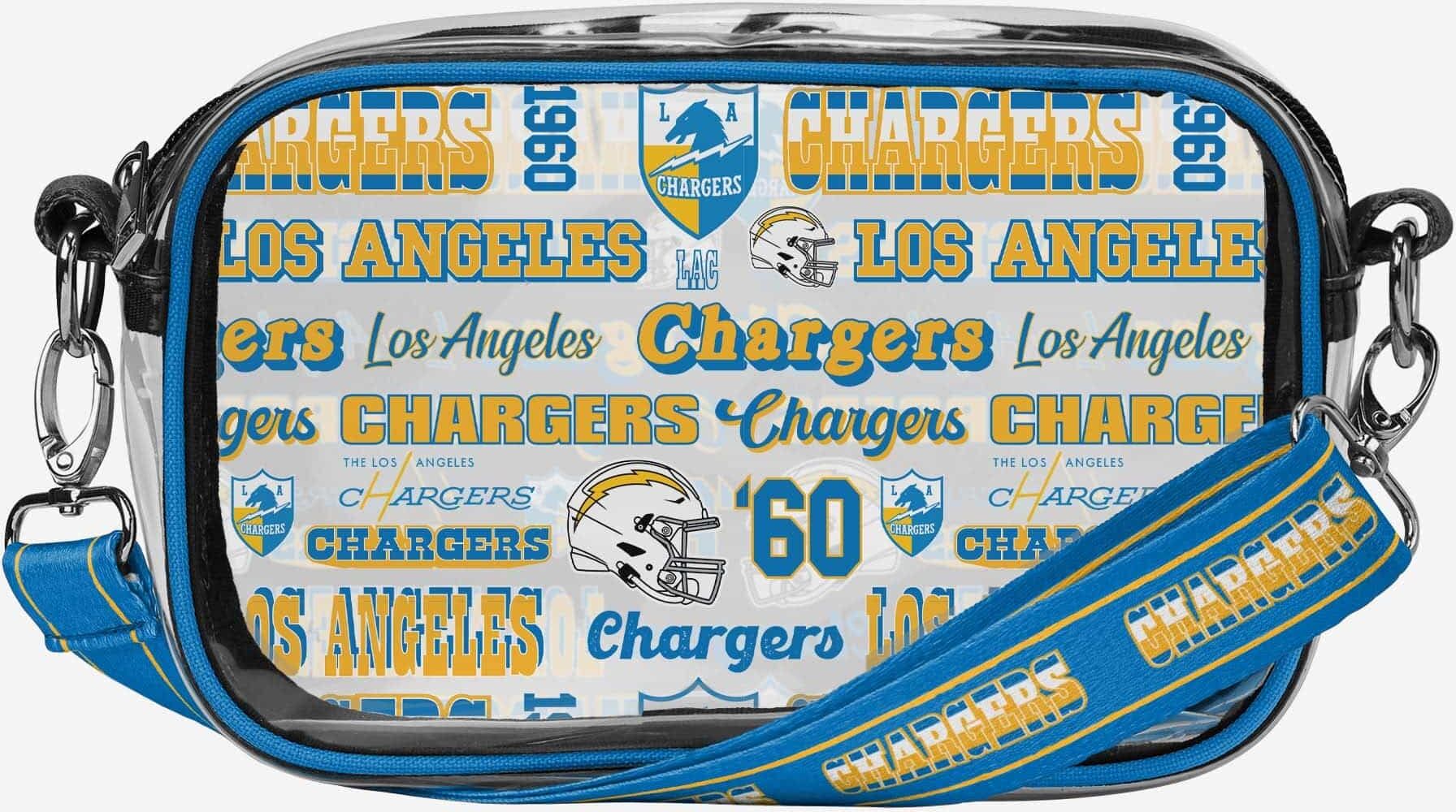 FOCO Los Angeles Chargers Repeat Retro Print Clear Crossbody Bag - Unisex