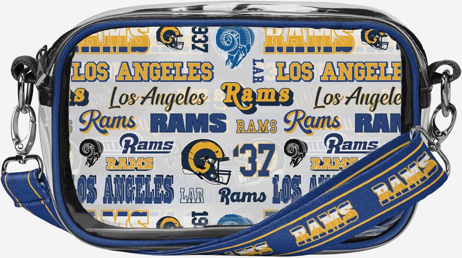 FOCO Los Angeles Rams Repeat Retro Print Clear Crossbody Bag - Unisex