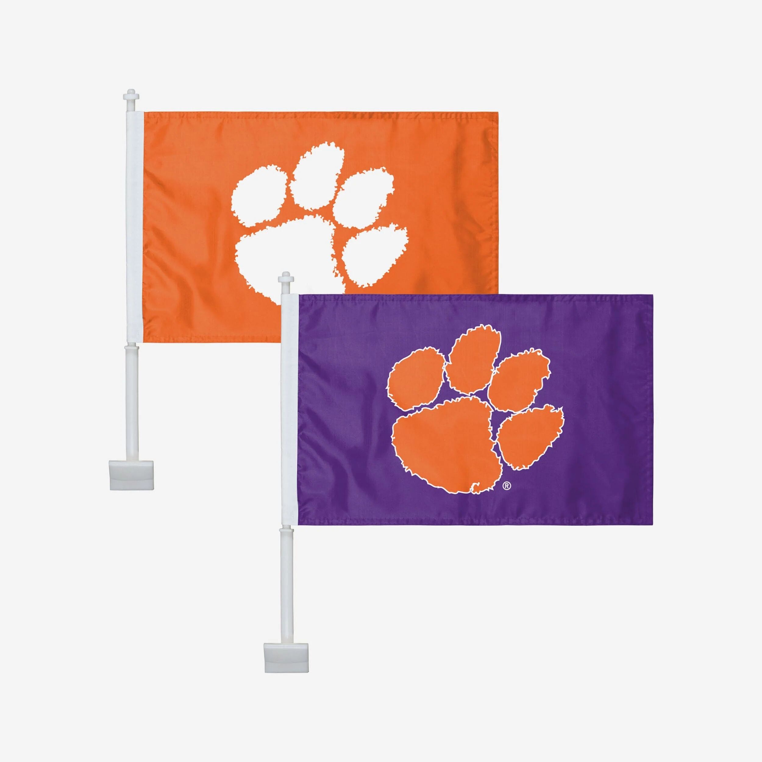 FOCO Clemson Tigers 2 Pack Solid Car Flag -