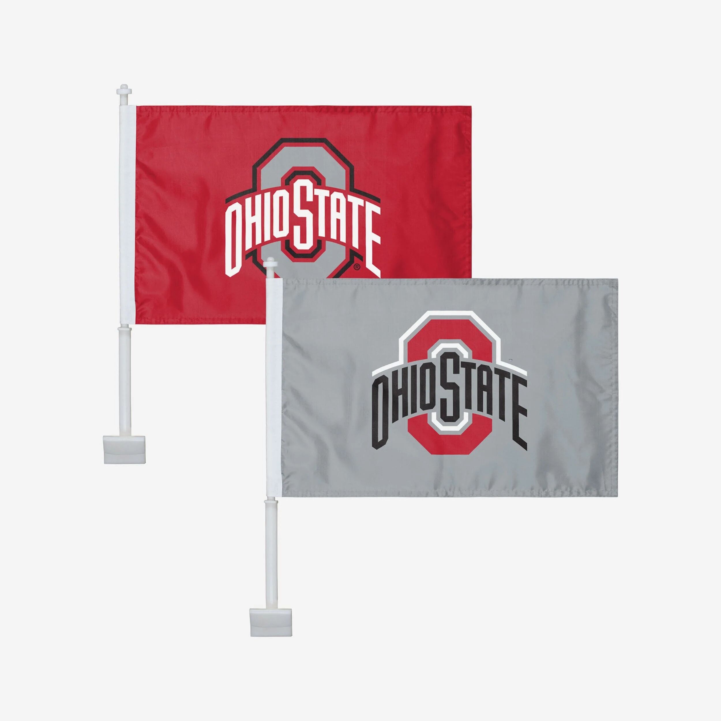 FOCO Ohio State Buckeyes 2 Pack Solid Car Flag -