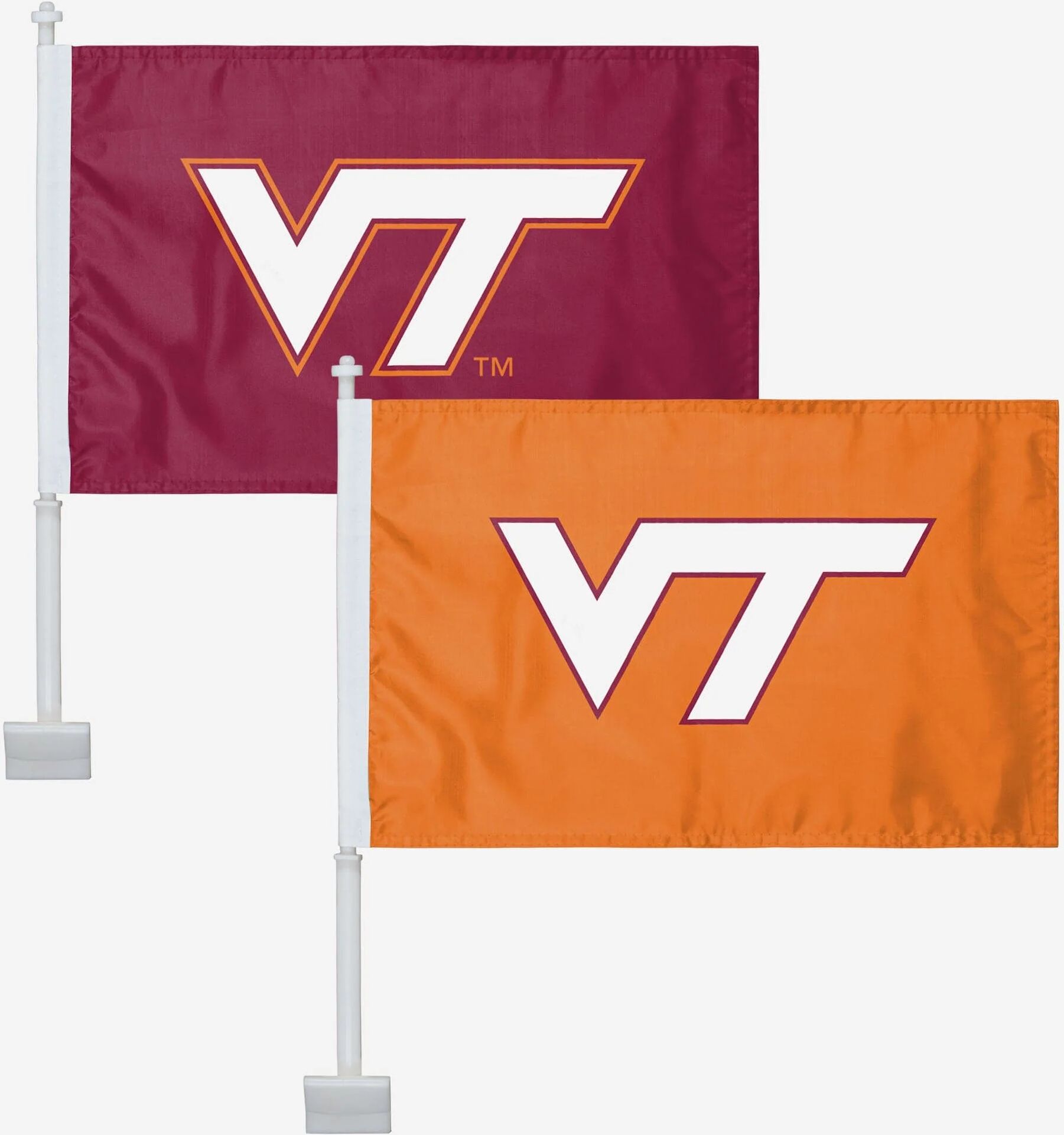 FOCO Virginia Tech Hokies 2 Pack Solid Car Flag -