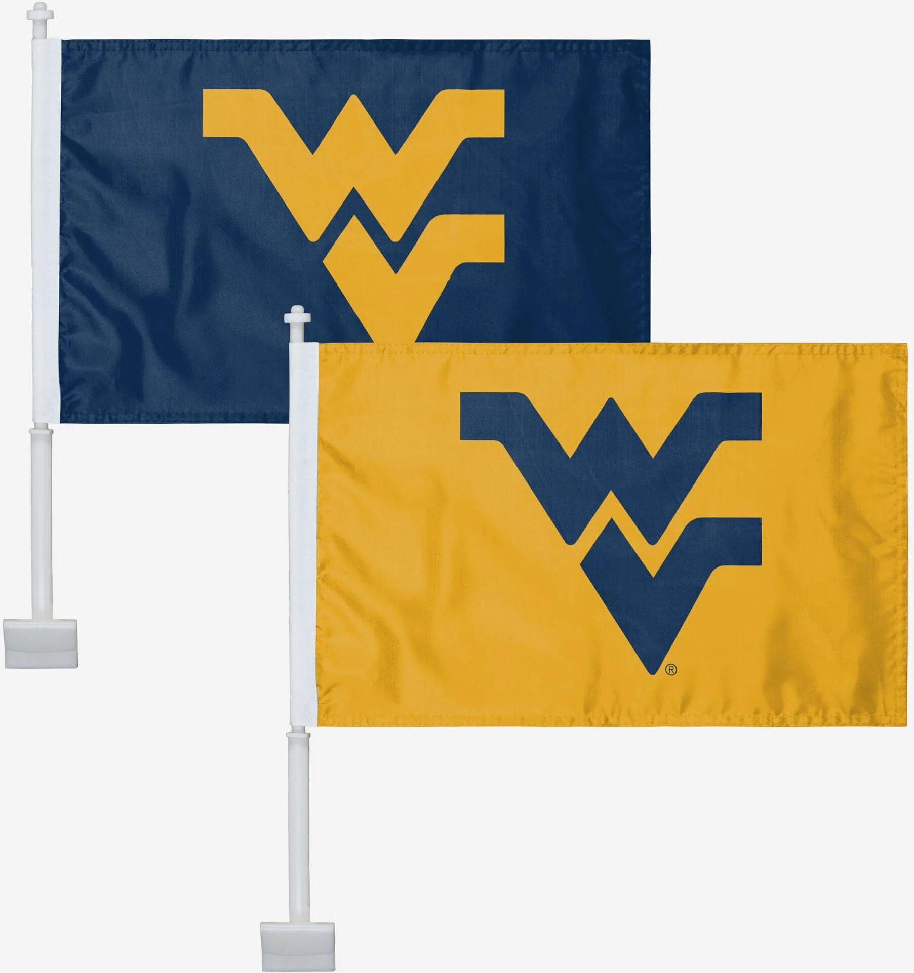 FOCO West Virginia Mountaineers 2 Pack Solid Car Flag -