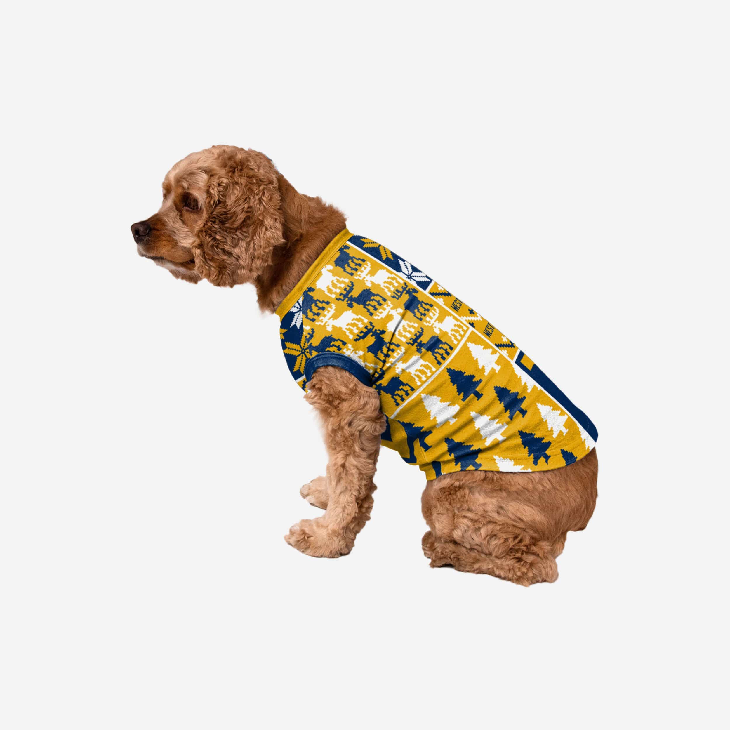 FOCO West Virginia Mountaineers Busy Block Dog Sweater - XS -