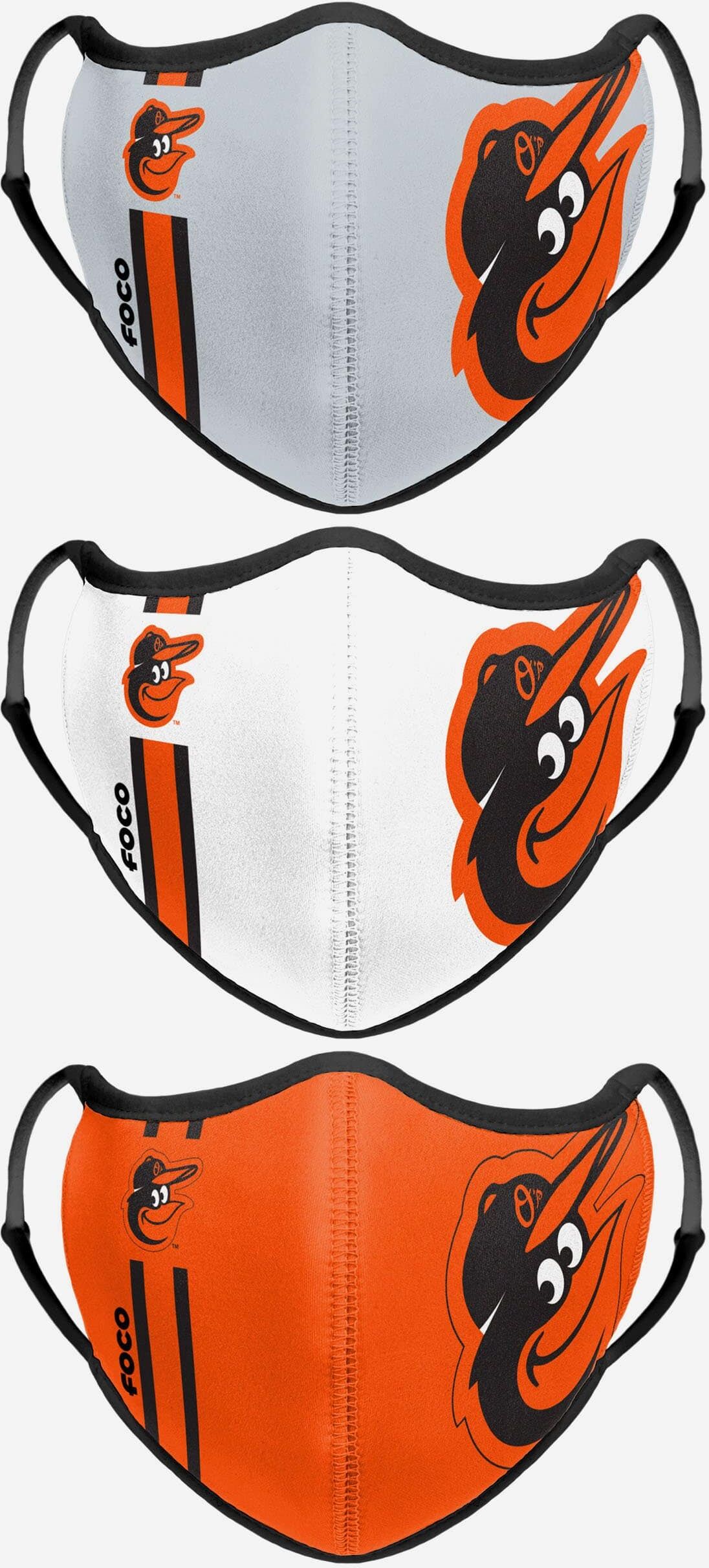 FOCO Baltimore Orioles Sport 3 Pack Face Cover - Unisex