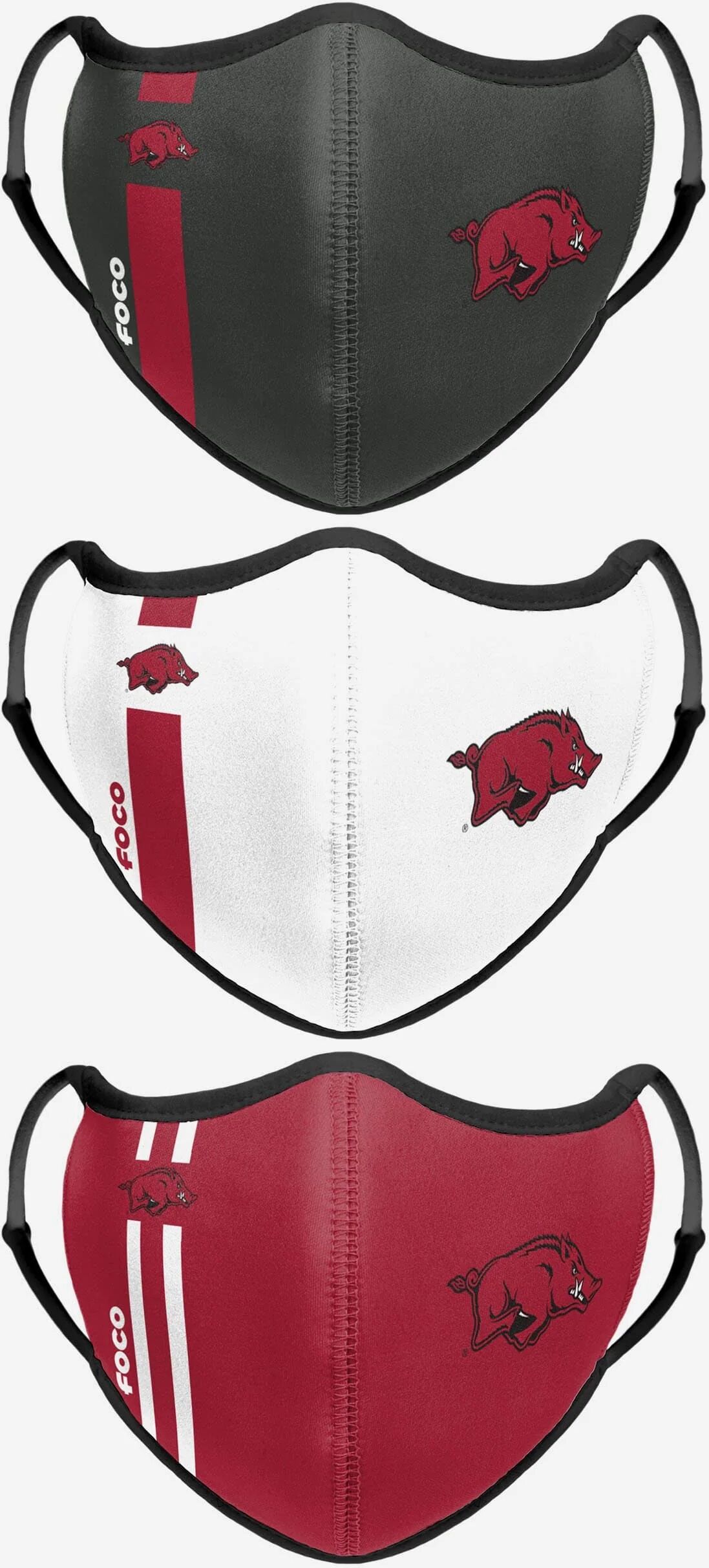 FOCO Arkansas Razorbacks Sport 3 Pack Face Cover - Unisex