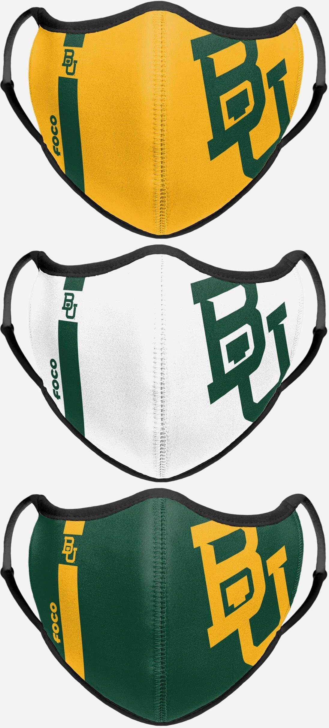 FOCO Baylor Bears Sport 3 Pack Face Cover - Unisex