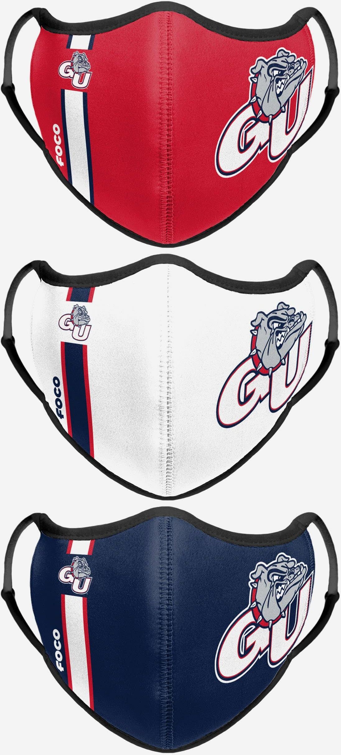 FOCO Gonzaga Bulldogs Sport 3 Pack Face Cover - Unisex