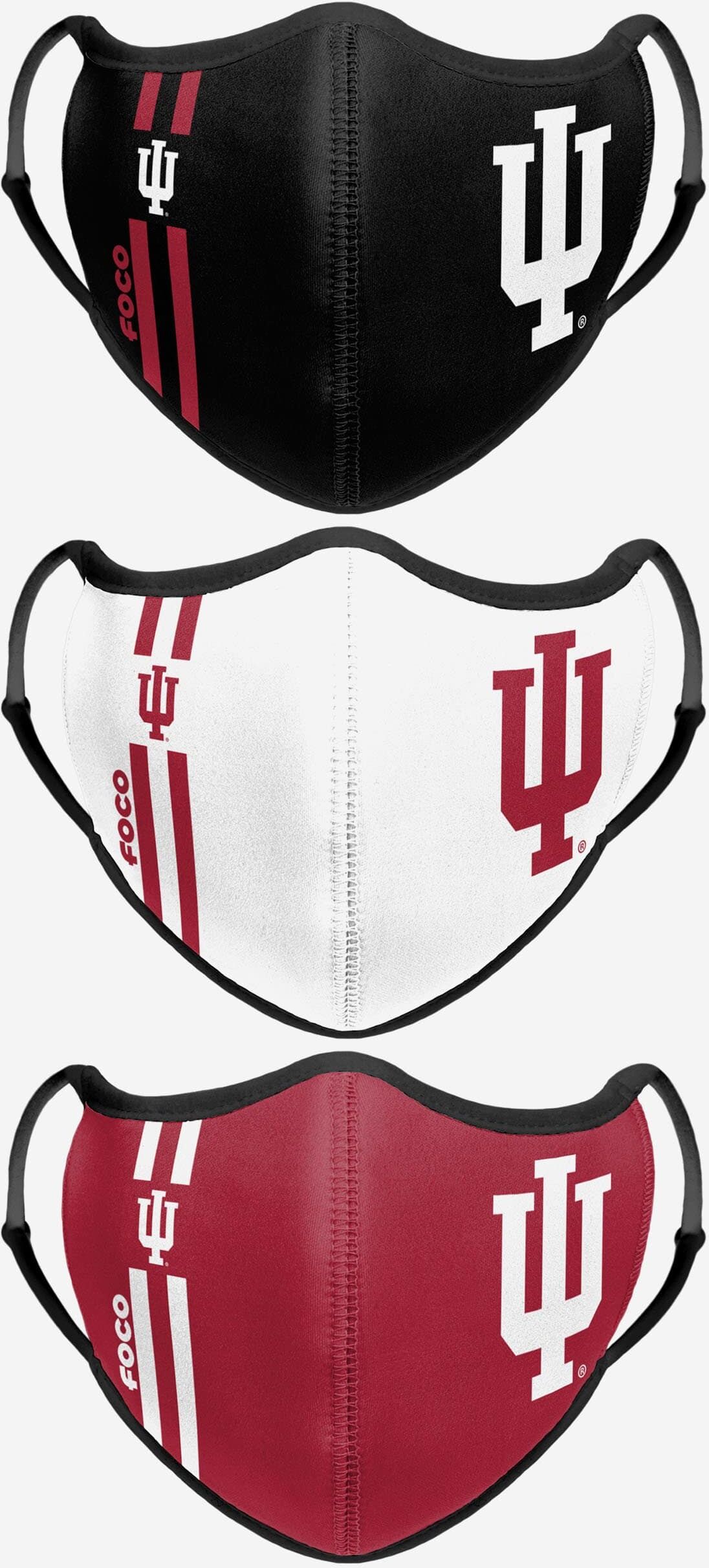 FOCO Indiana Hoosiers Sport 3 Pack Face Cover - Unisex