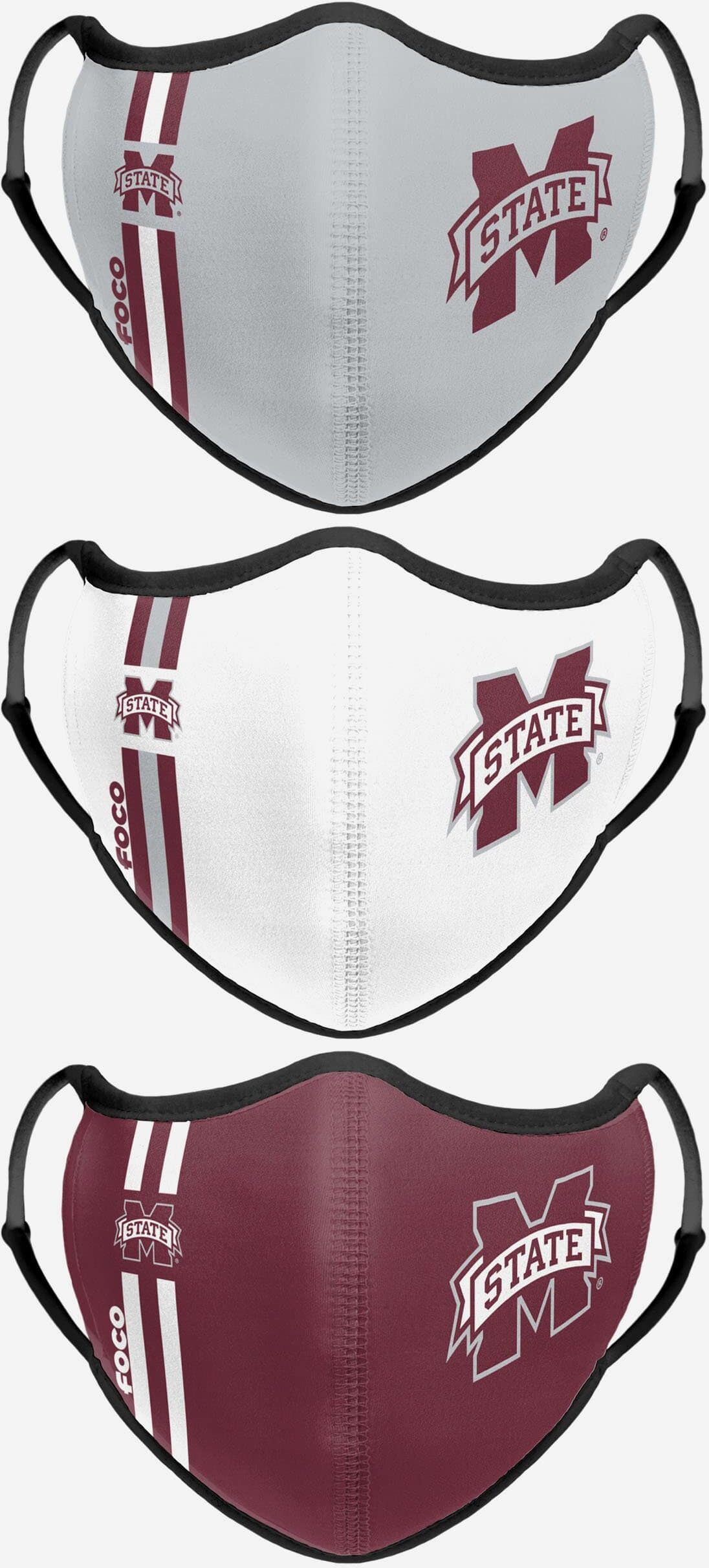 FOCO Mississippi State Bulldogs Sport 3 Pack Face Cover - Unisex