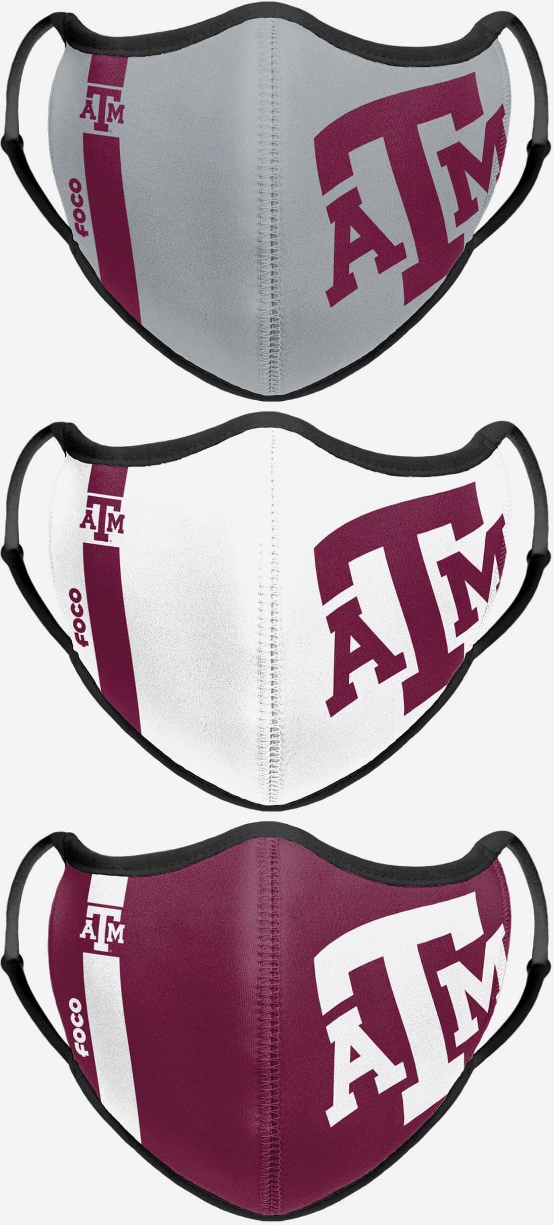 FOCO Texas A&M Aggies Sport 3 Pack Face Cover - Unisex