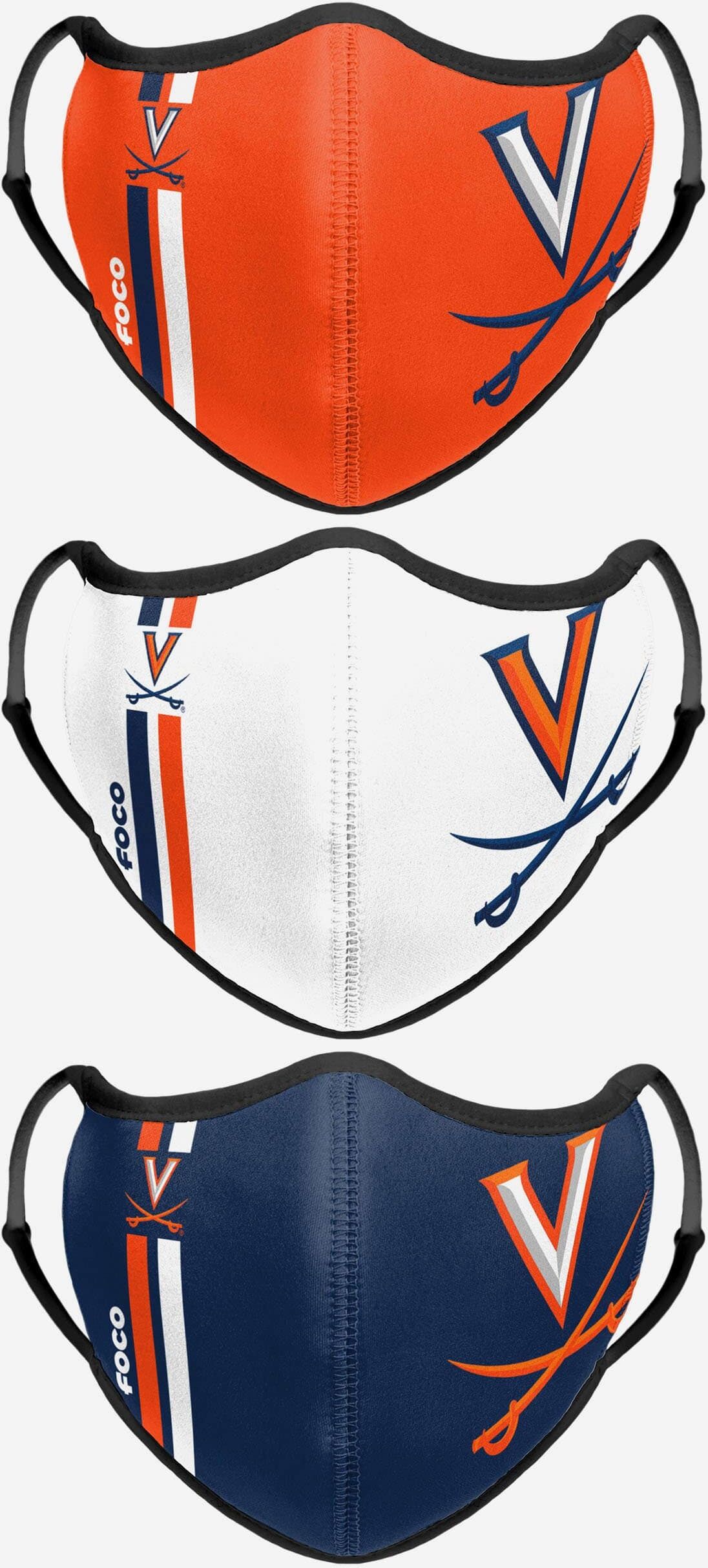 FOCO Virginia Cavaliers Sport 3 Pack Face Cover - Unisex